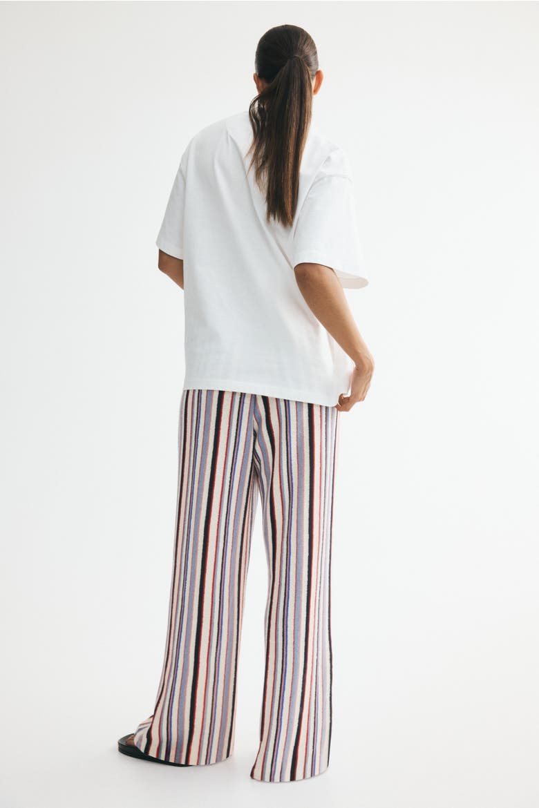 Knit Drawstring Pants, Alternate, color, Cream/striped