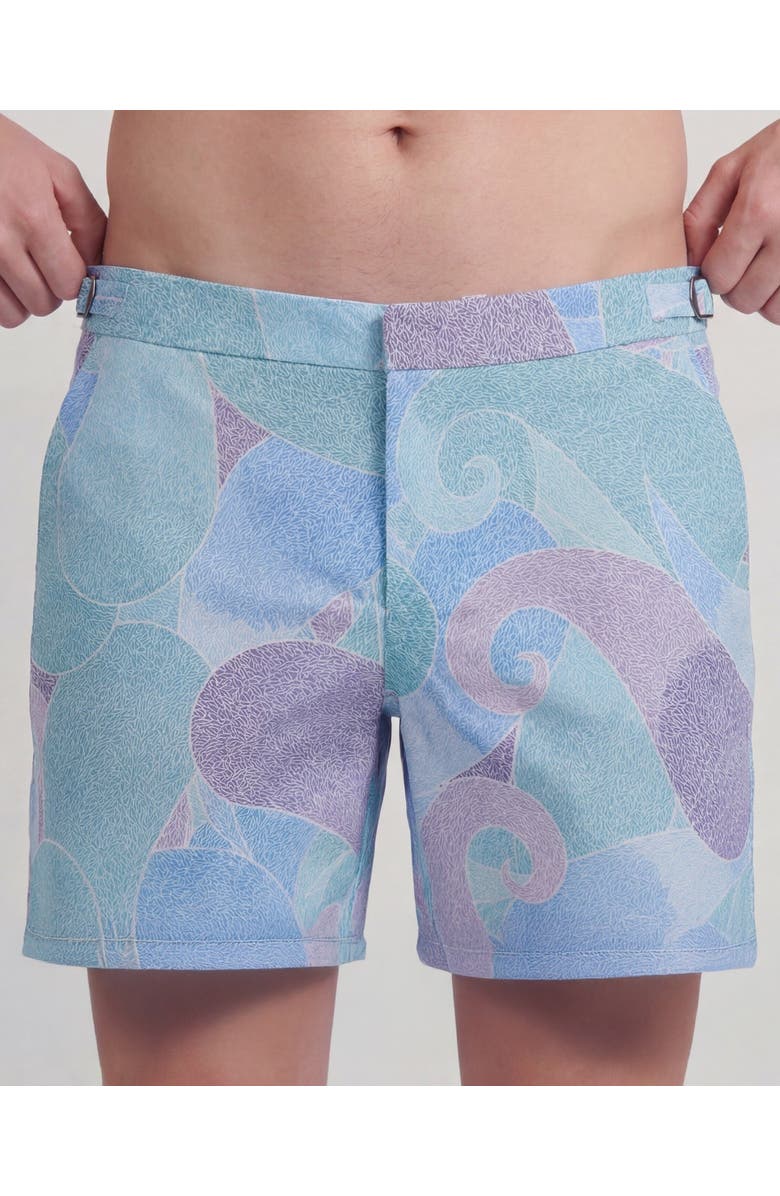 Lords of Harlech Grain Paisley Mens Tailored Swim Short, Alternate, color, Grain Paisley Teal