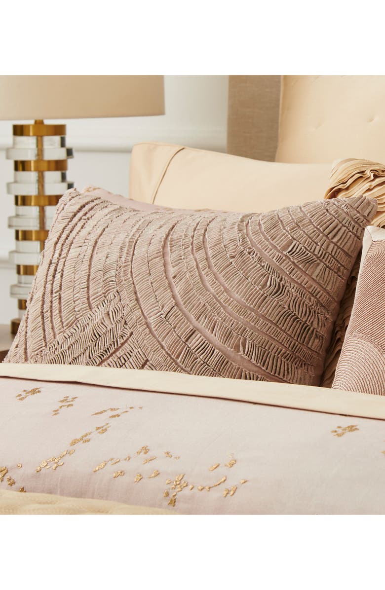 DONNA KARAN Foil Printed Pleated Cotton & Linen Accent Pillow, Alternate, color, 