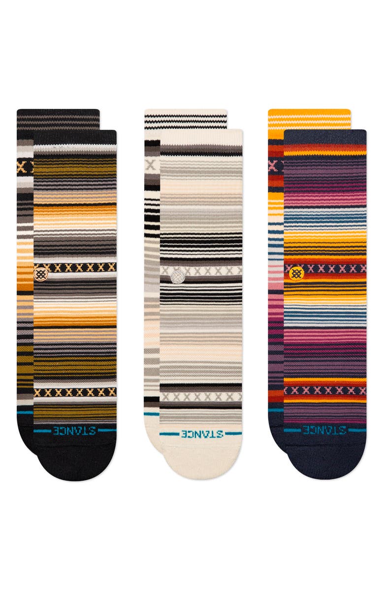 Stance Assorted 3-Pack Curren Mismatched Stripe Crew Socks, Main, color, 