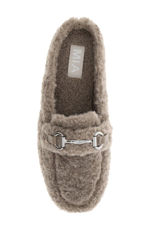Mia Harmonie Faux Shearling Bit Slipper In Brown