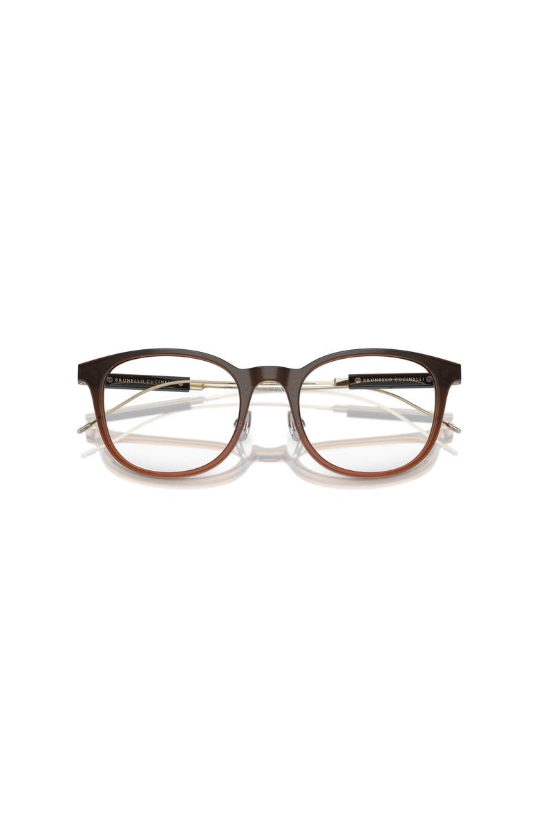 Brunello Cucinelli 51mm Rectangle optical glasses, Alternate, color, Brown