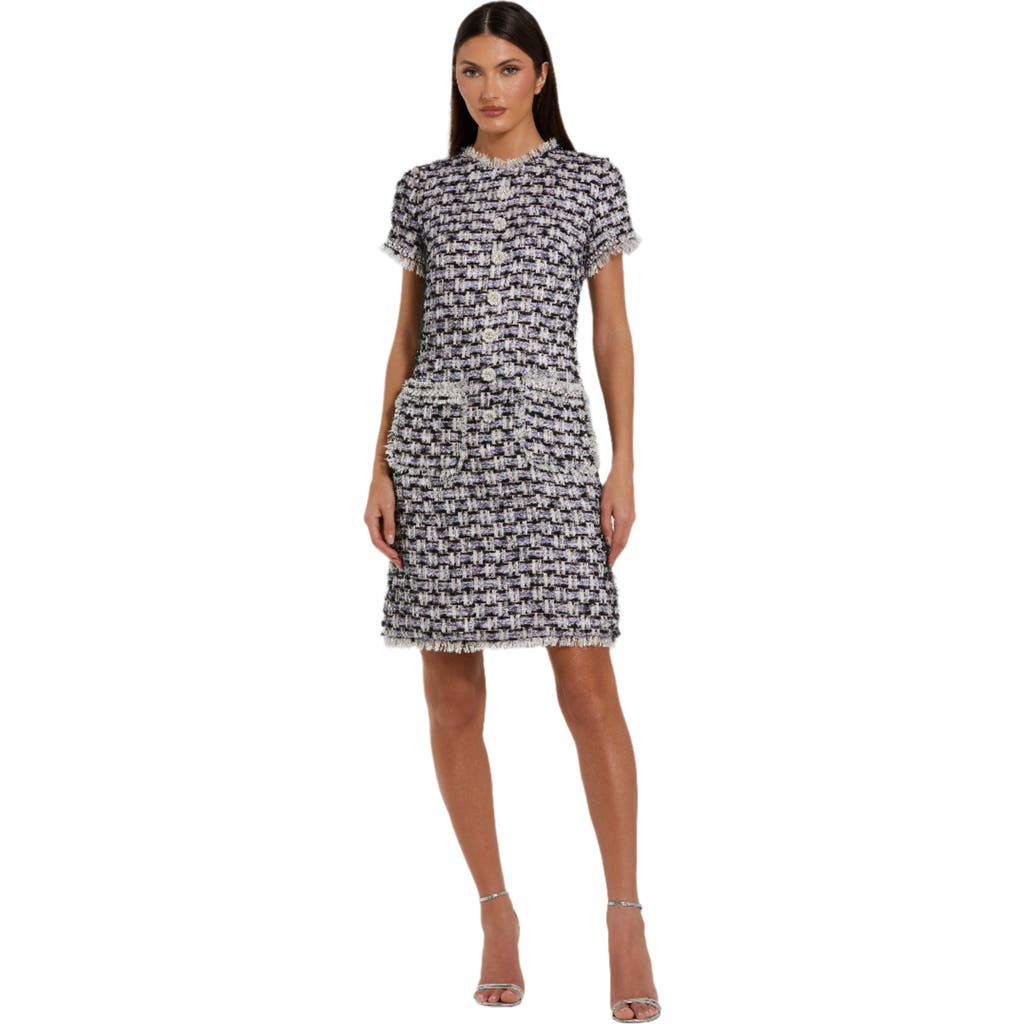 Mac Duggal Multicolor Cap Sleeve Floral Button Detail Shift Dress In Multi