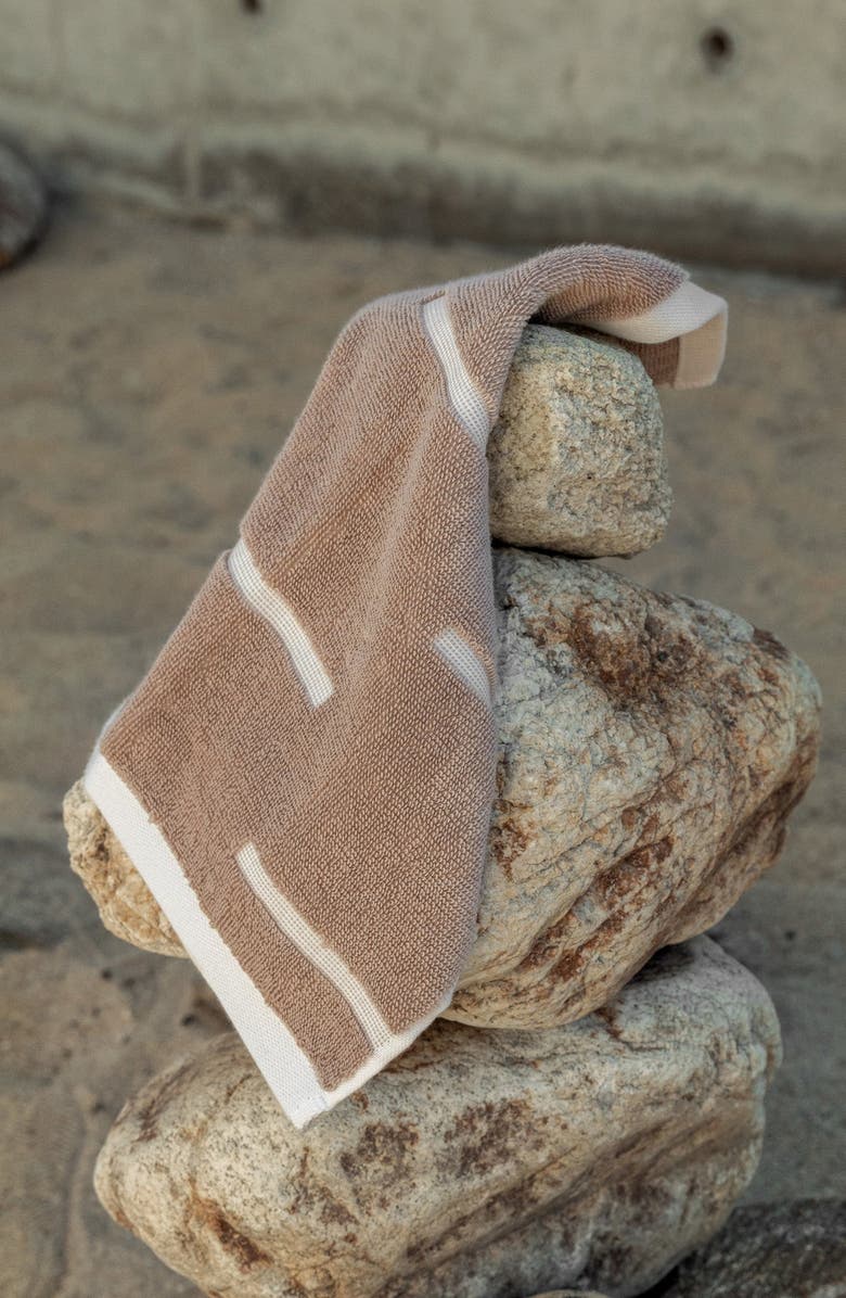 Italic Sorrel Washcloth Set, Alternate, color, Tan & Ecru