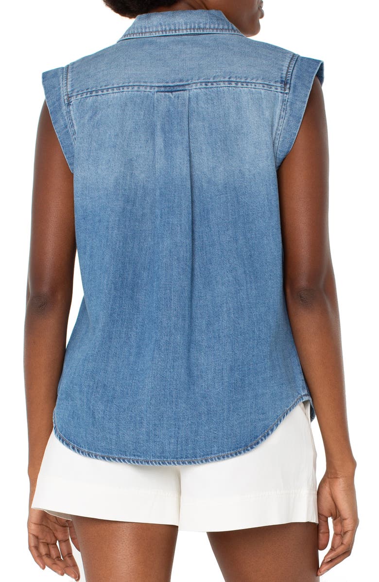 Liverpool Los Angeles Sleeveless Denim Shirt, Alternate, color, 