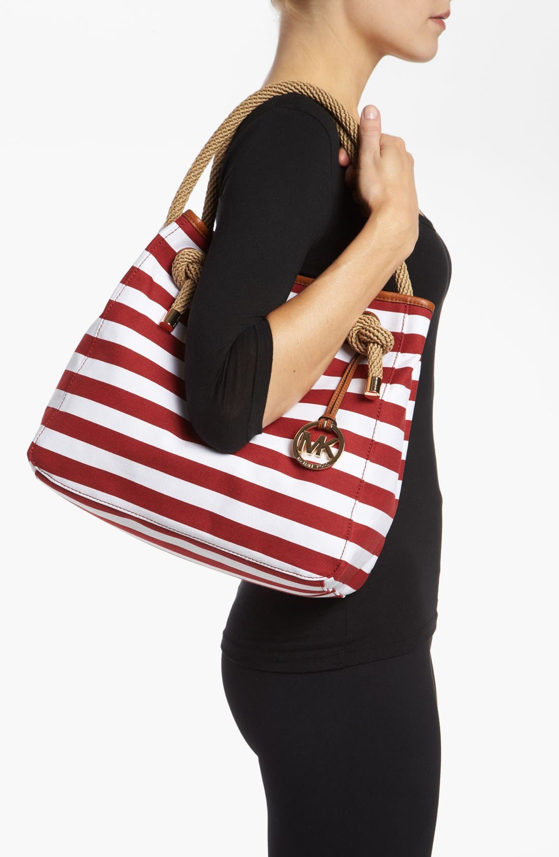 'Marina - Large' Tote, Alternate, color, RED/ WHITE