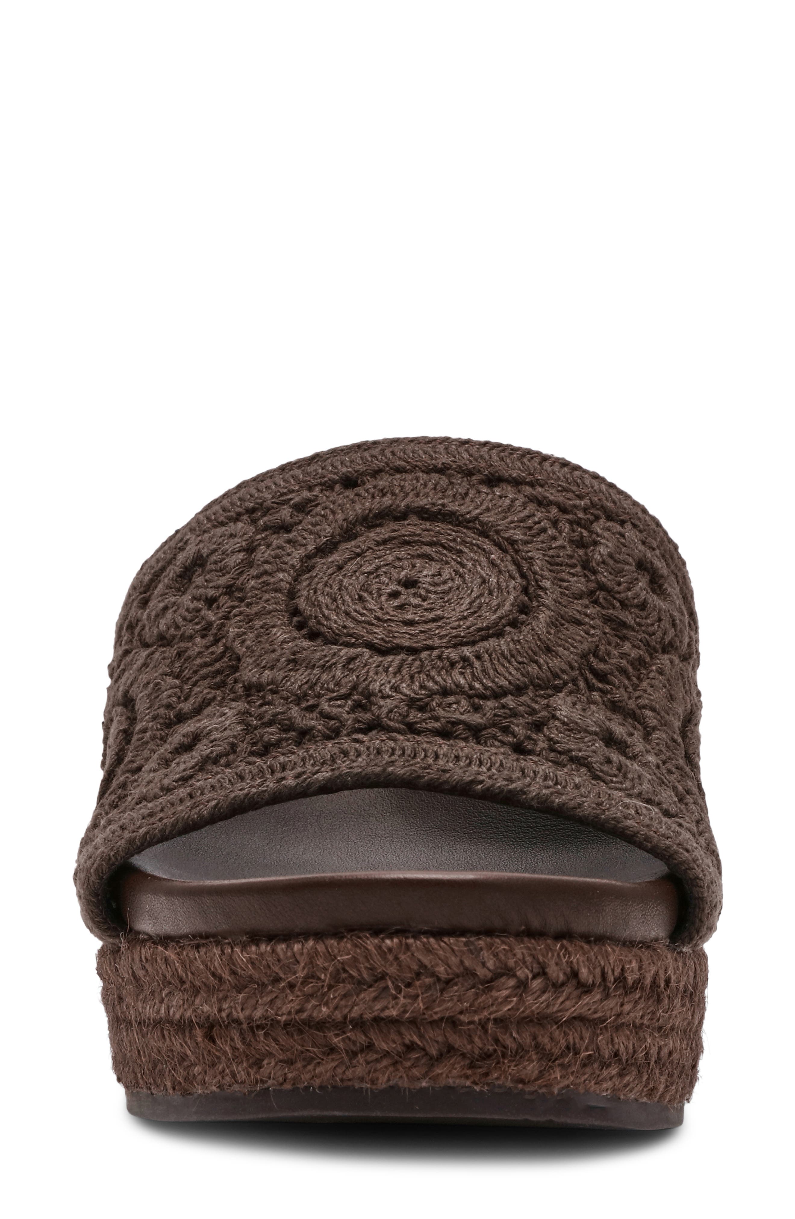 Anne Klein Effy Espadrille Slide Sandal, Alternate, color, Chocolate Brown Crochet