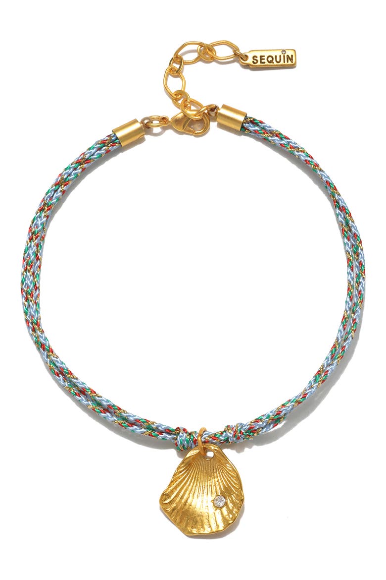 Concha Cord Seashell & Crystal Anklet, Main, color, MULTI/ GOLD