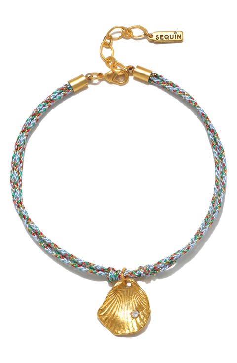 Concha Cord Seashell & Crystal Anklet