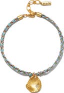Sequin Concha Cord Seashell & Crystal Anklet