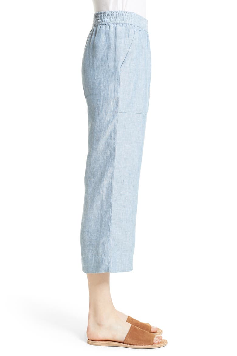 Azelie Linen Crop Pants, Alternate, color, ANTIQUE CHAMBRAY