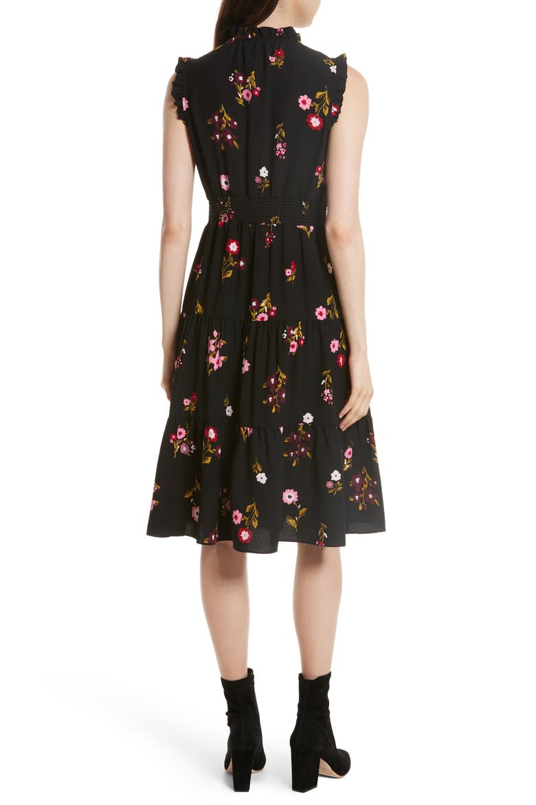 in bloom smocked waist dress, Alternate, color, BLACK
