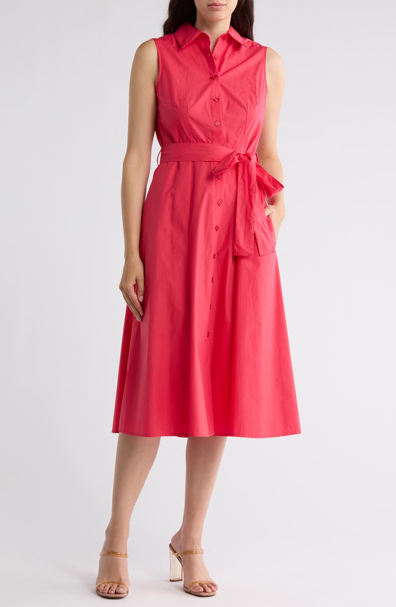 Calvin Klein Sleeveless A-Line Midi Shirtdress, Main, color,