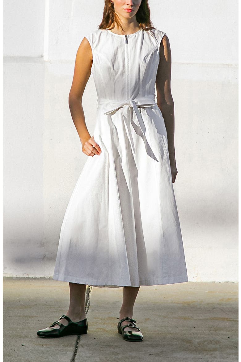 Sleeveless Tie Waist Maxi Dress, Alternate, color, WHITE
