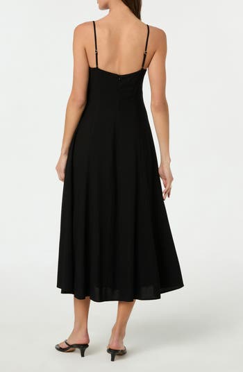 Linen Blend Midi Dress