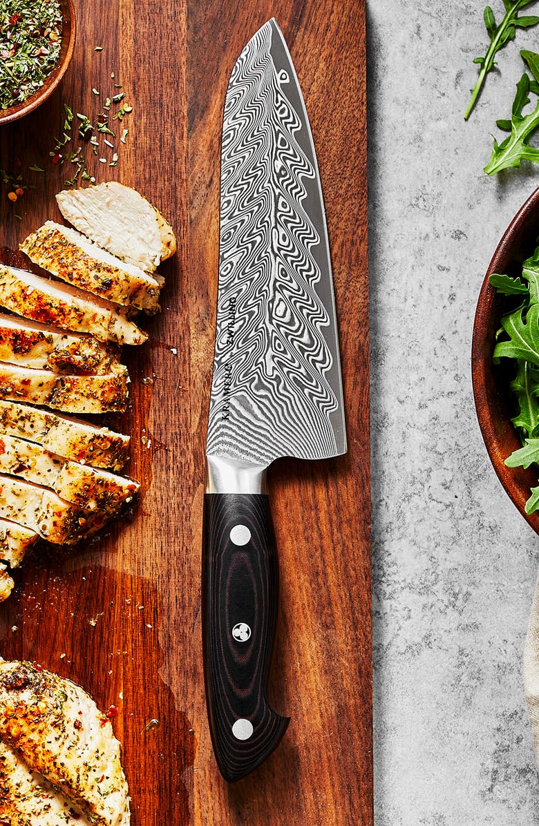 ZWILLING Kramer Euroline Damascus Collection 7-Inch Fine Edge Santoku Knife, Alternate, color, Stainless Steel