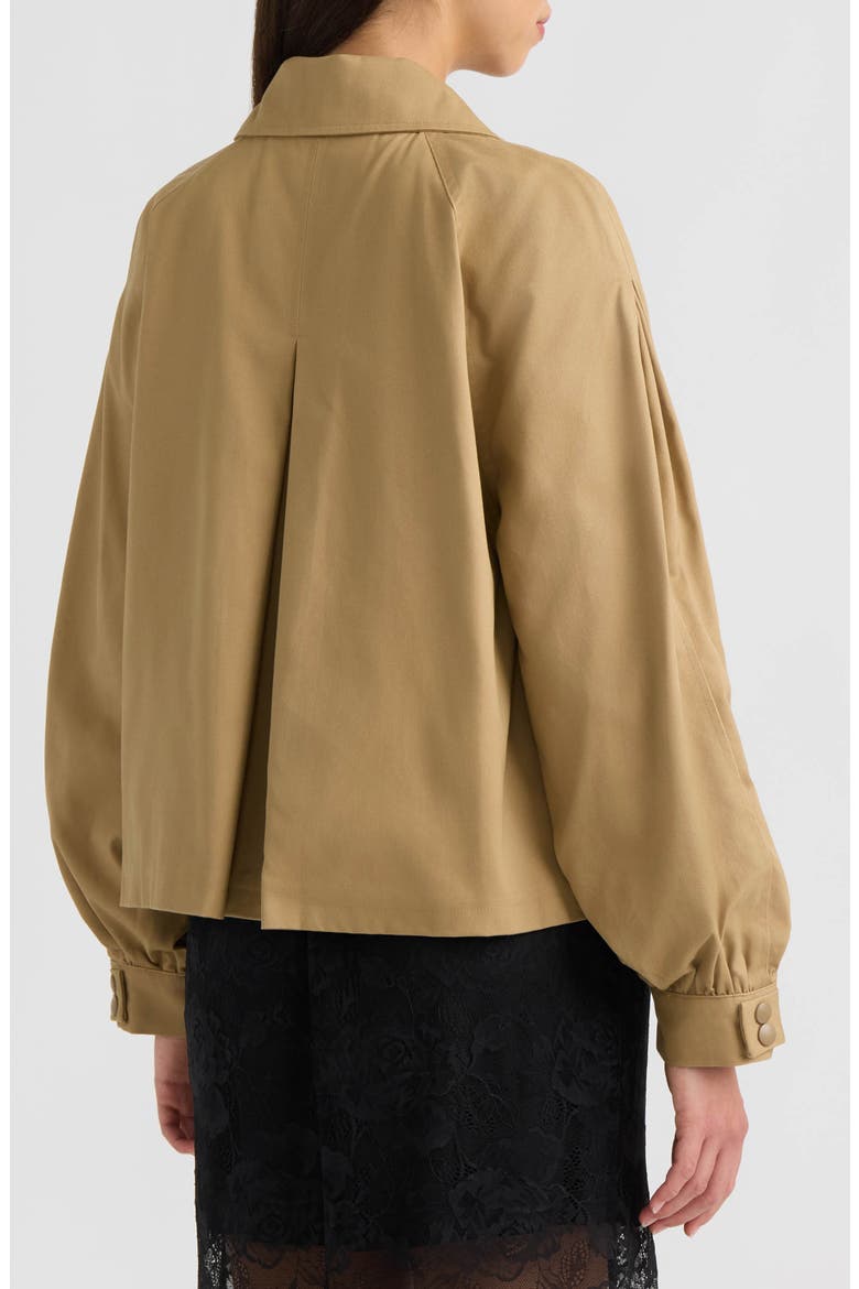 Embroidered Balloon Sleeve Twill Jacket, Alternate, color, KHAKI