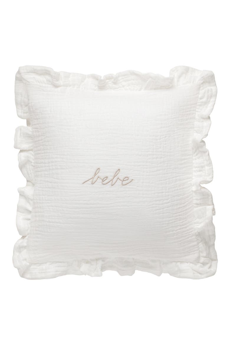Bebe Ruffle Cotton Gauze Accent Pillow Sham, Alternate, color, WHITE