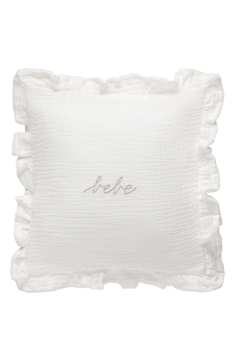 Domani Home Bebe Ruffle Cotton Gauze Accent Pillow Sham, Alternate, color, White