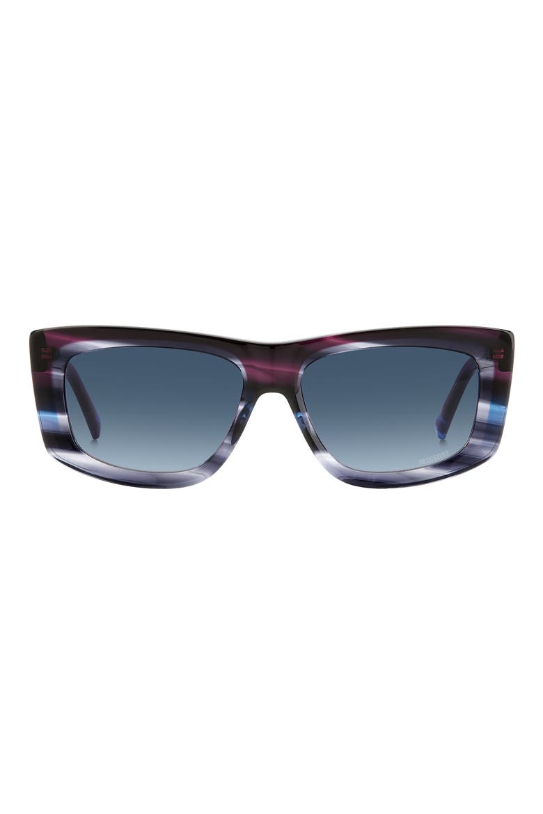60mm Gradient Rectangular Sunglasses, Main, color, BLUE VIOLET/ BLUE SHADED