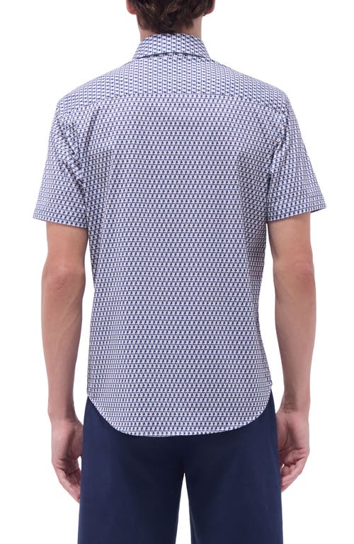 Bugatchi Miles Ooohcotton® Geo Print Short Sleeve Button-up Shirt In Graphite