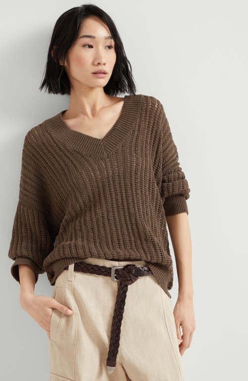 Brunello Cucinelli Sweater With Monili In Chocolate