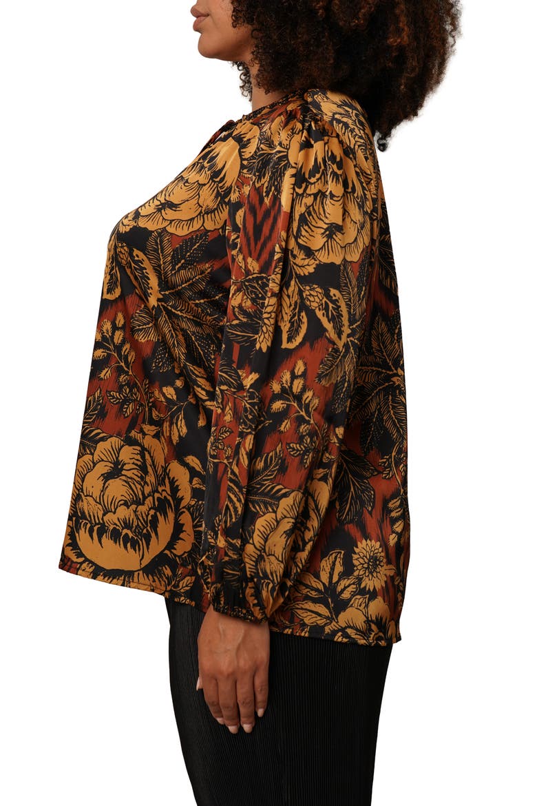 Tie Front Top, Alternate, color, MULTI BROWN
