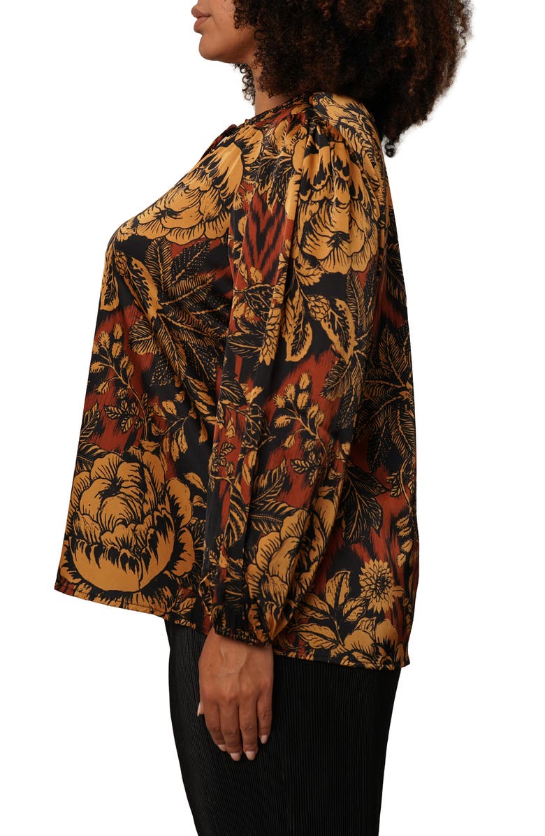 SUNNY LEIGH Tie Front Top, Alternate, color, Multi Brown