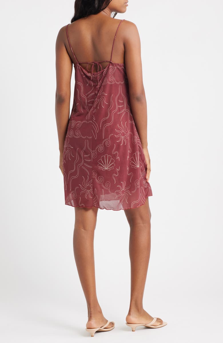 Topshop Crinkle Cowl Neck Minidress, Alternate, color, Burgundy Multi