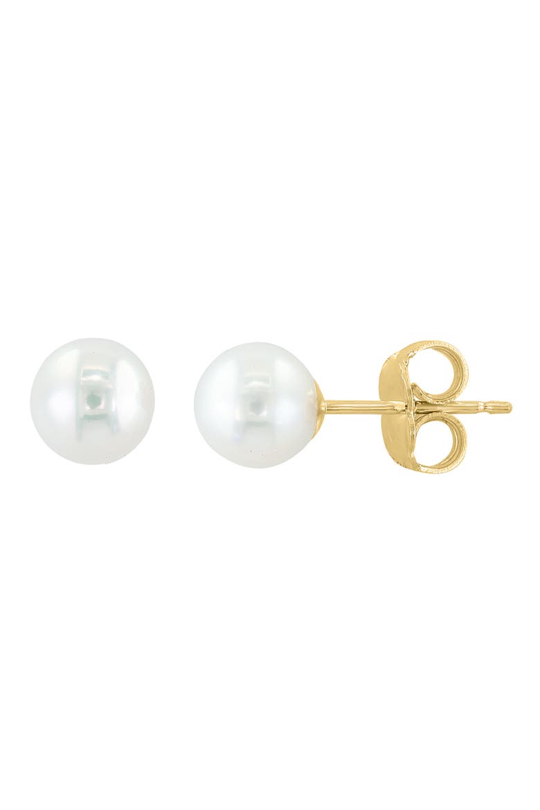 14K Yellow Gold 5-5.5mm Freshwater Pearl Stud Earrings, Main, color, WHITE