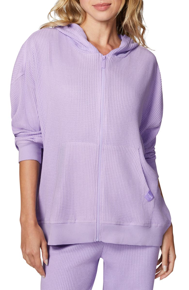 Florence by Mills Oversize Thermal Zip Hoodie, Main, color, Millie Lavender