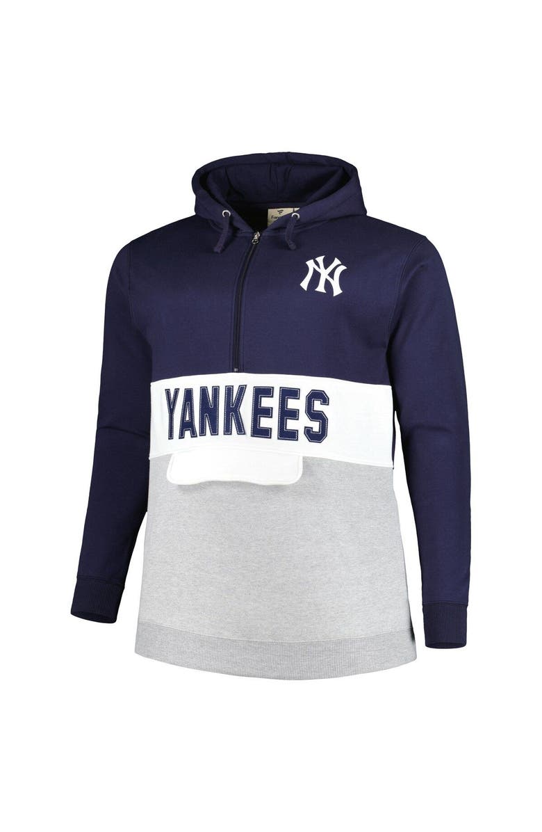 PROFILE Men's Navy/White New York Yankees Big & Tall Fleece Half-Zip Hoodie, Alternate, color, Navy
