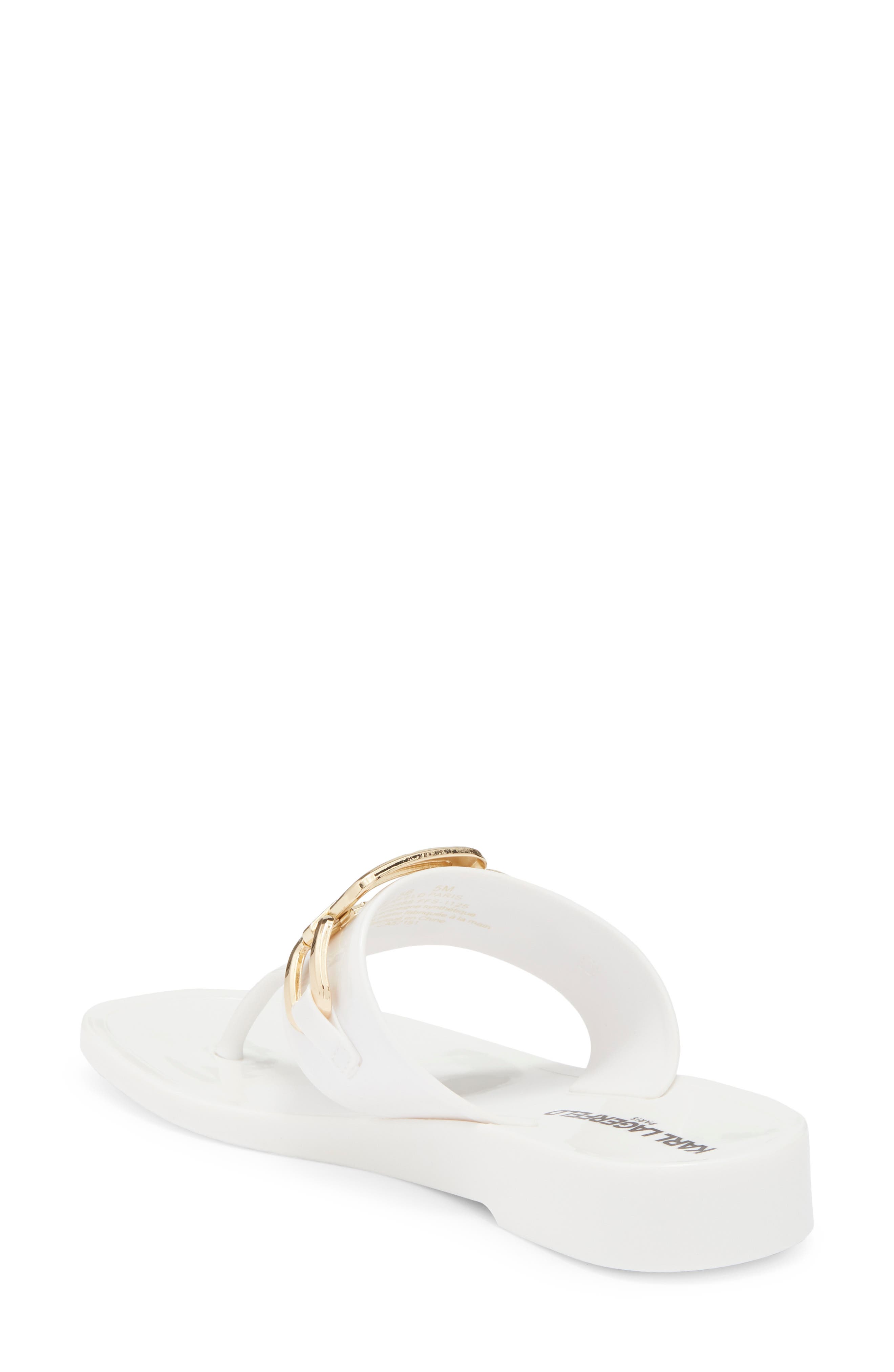 KARL LAGERFELD PARIS Vardice Flat Sandal, Alternate, color, Bright White