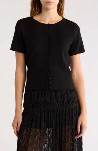 NSR Scallop Short Sleeve Knit Cardigan