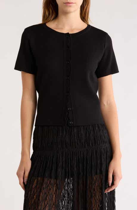 NSR Scallop Short Sleeve Knit Cardigan