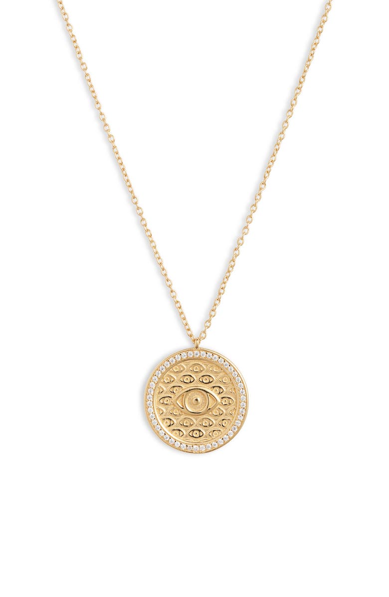 Argento Vivo Sterling Silver Argento Vivo Evil Eye Medallion Necklace, Main, color, 