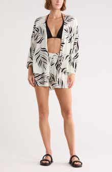 Flowy Beach Cover-Up Cardigan & Shorts Set