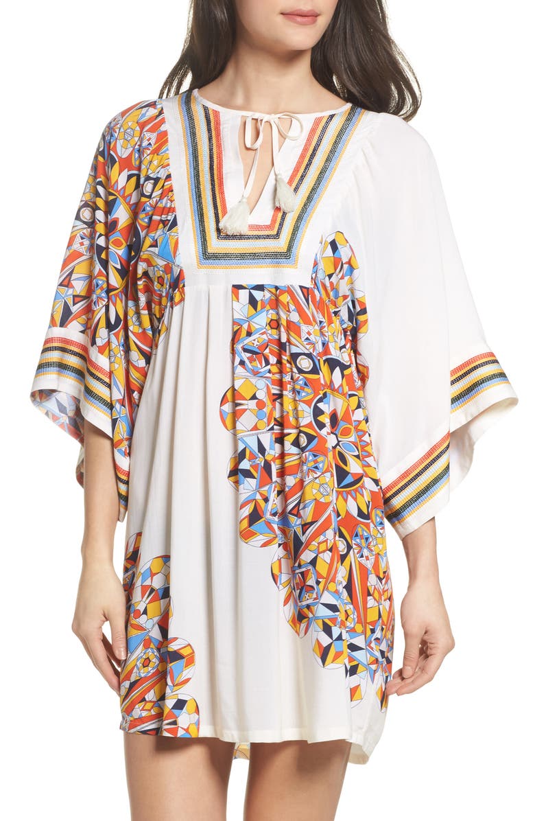 Tory Burch Geometric Tunic Cover-Up, Main, color, 