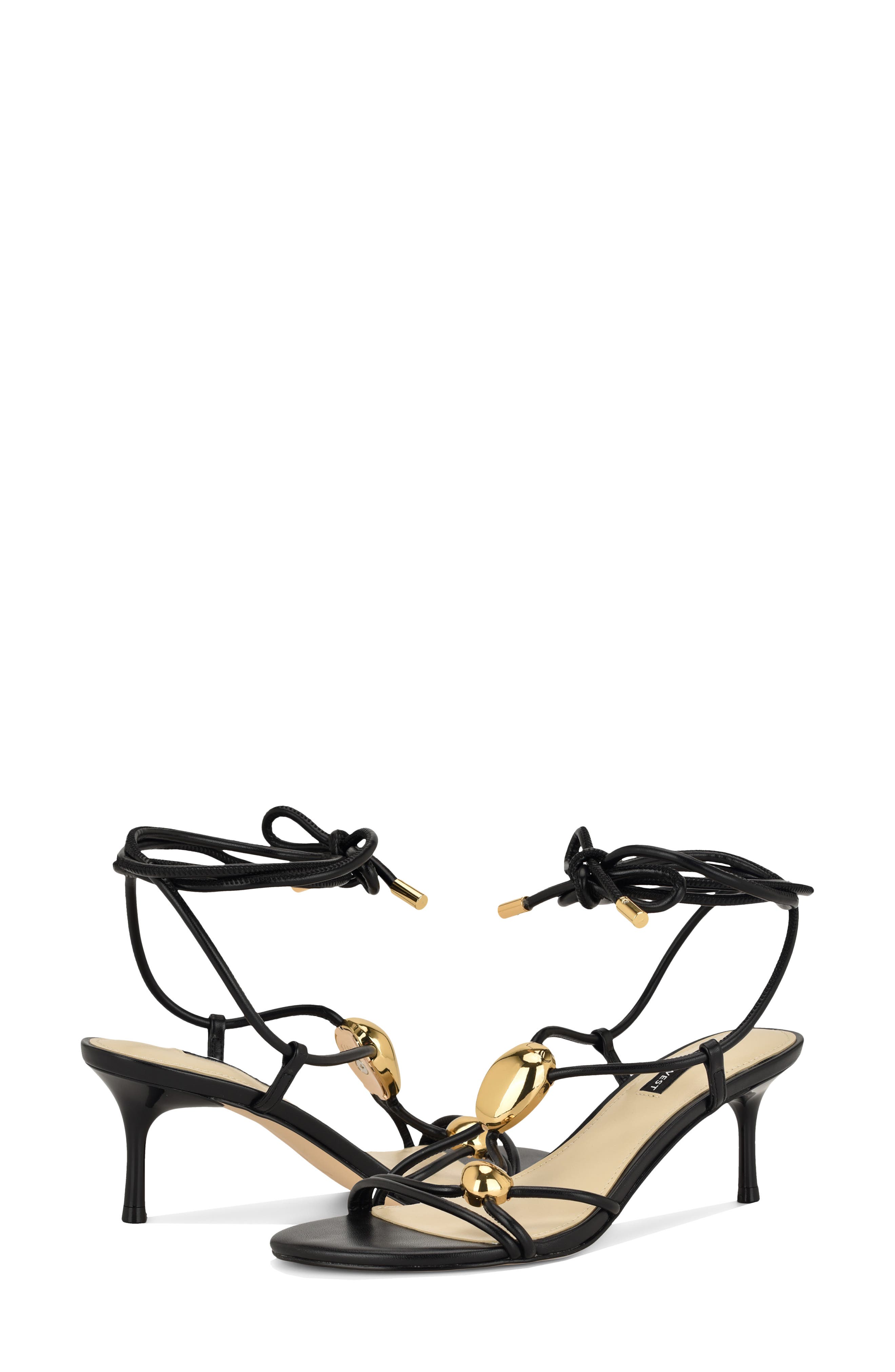 Nine West Greska Ankle Wrap Sandal, Alternate, color, Black