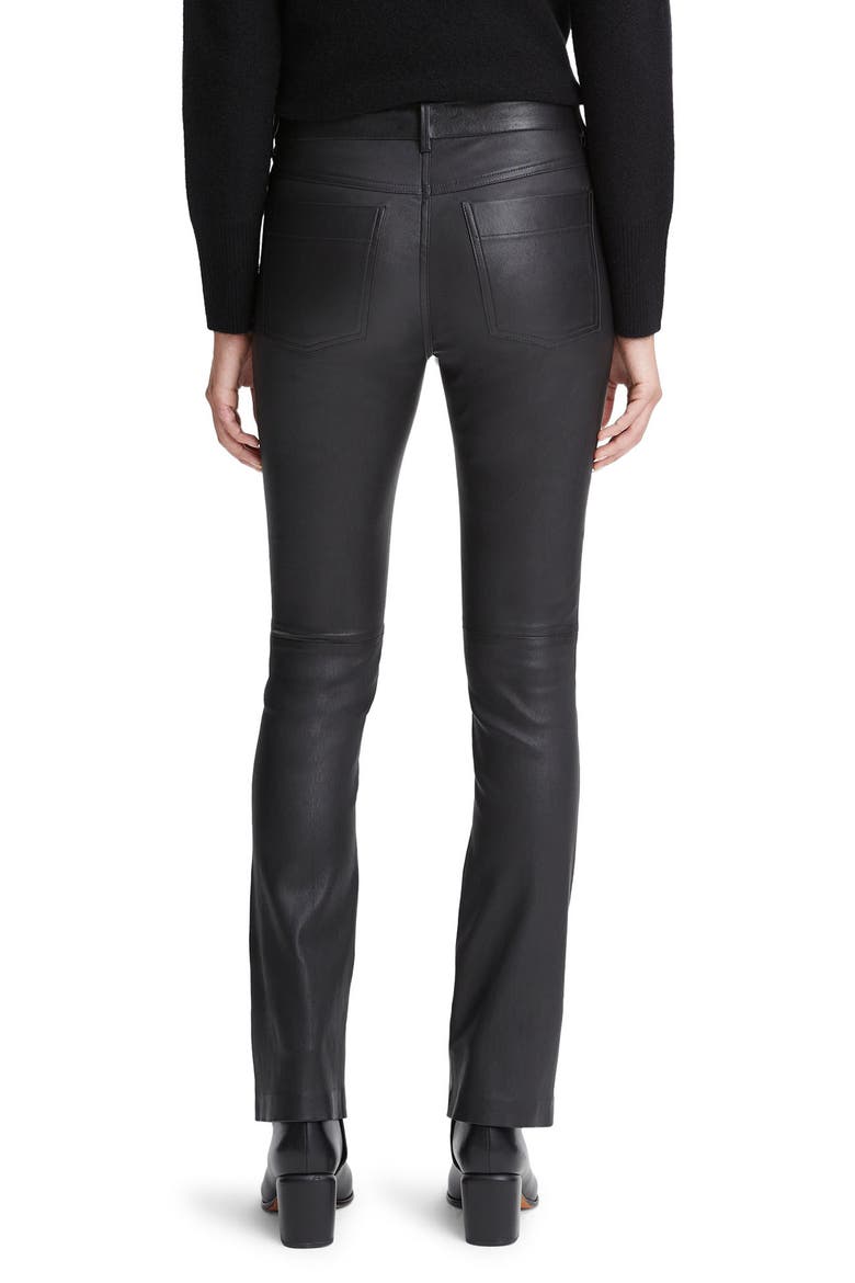 Stretch Bootcut Leather Pants, Alternate, color, BLACK