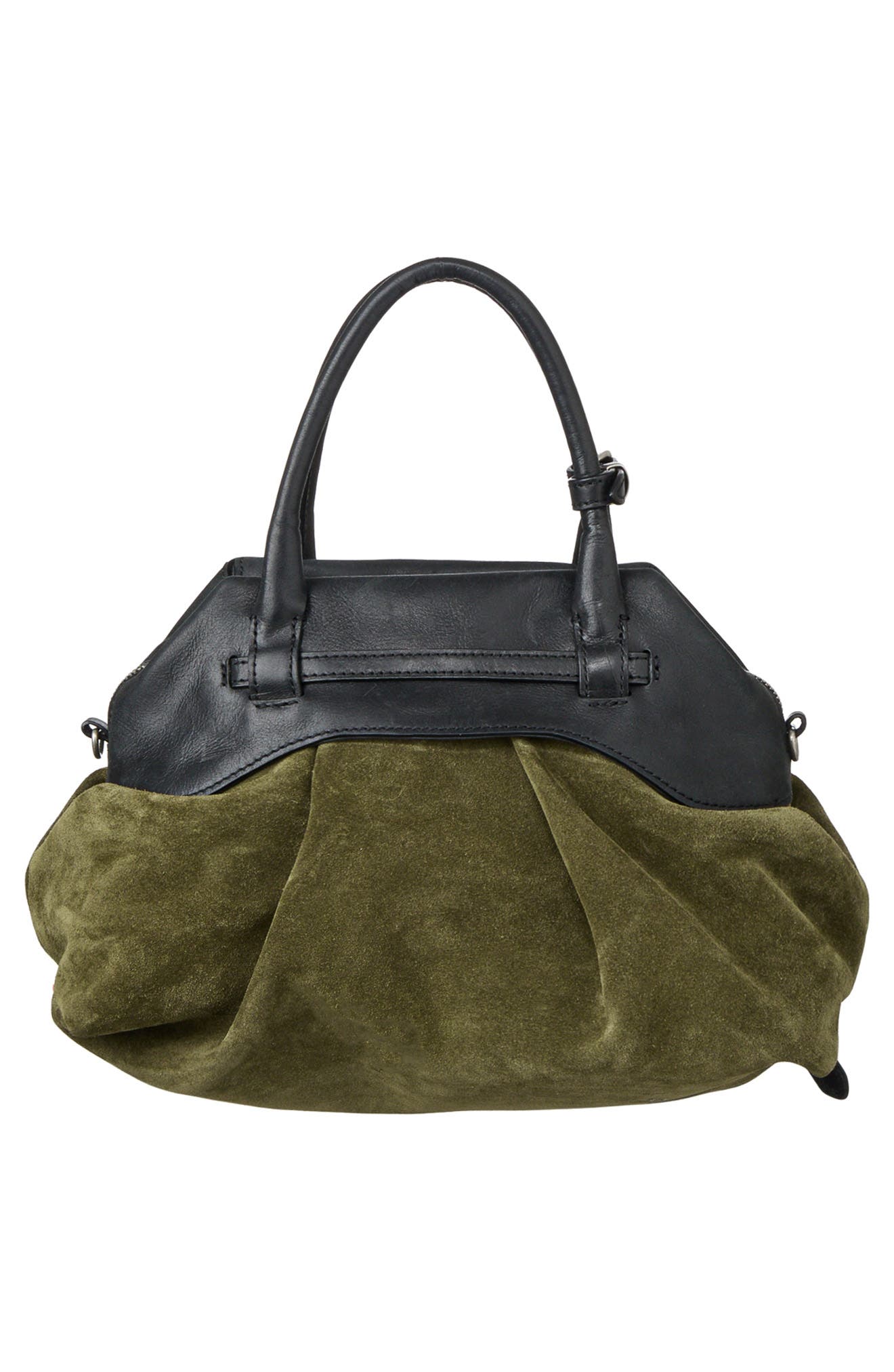 Soft Grandma Layered Mini Leather Bag, Alternate, color, BLACK PULLUP DARK OLIVE SUEDE