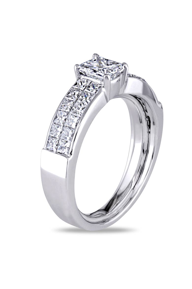 Diamond Channel Set Engagement Ring 18k, Alternate, color, 18k White Gold