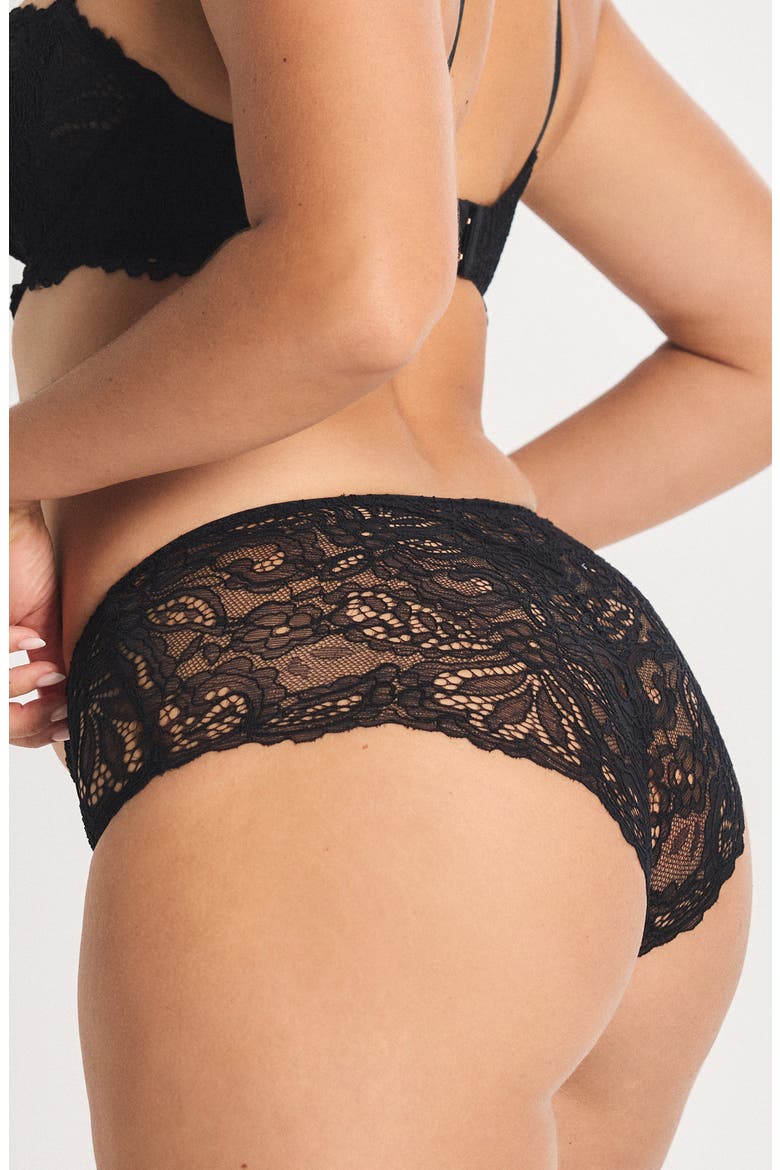 Romantic Corded Lace Hipster Panties, Alternate, color, BLACK CAVIAR