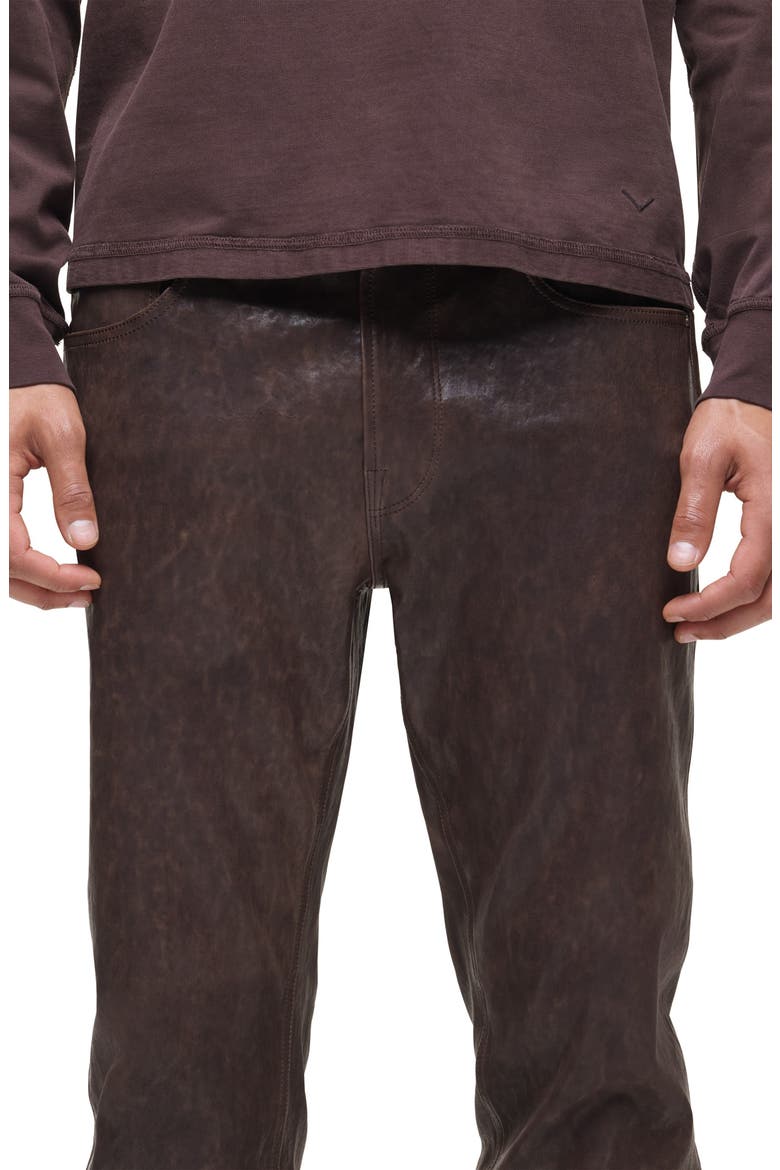 Walker Kick Flare Leather Jeans, Alternate, color, DISTRESS BROWN