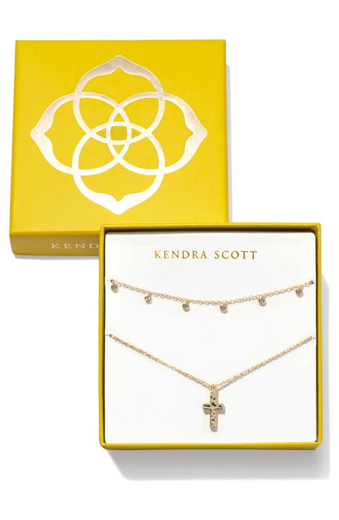 Amelia Cubic Zirconia Station Necklace & Cross Pendant Necklace Gift Set