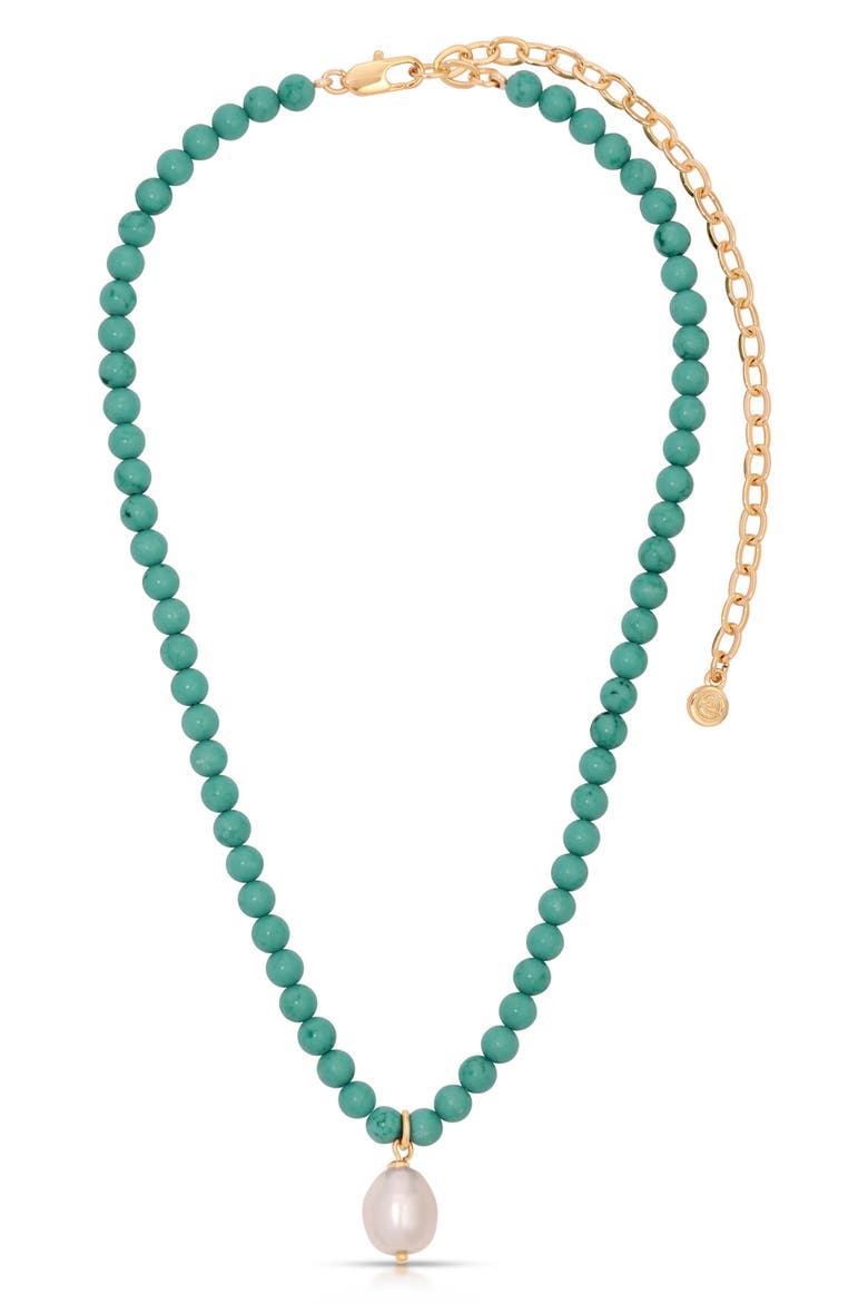 Freshwater Pearl Pendant Beaded Necklace, Main, color, TURQUOISE