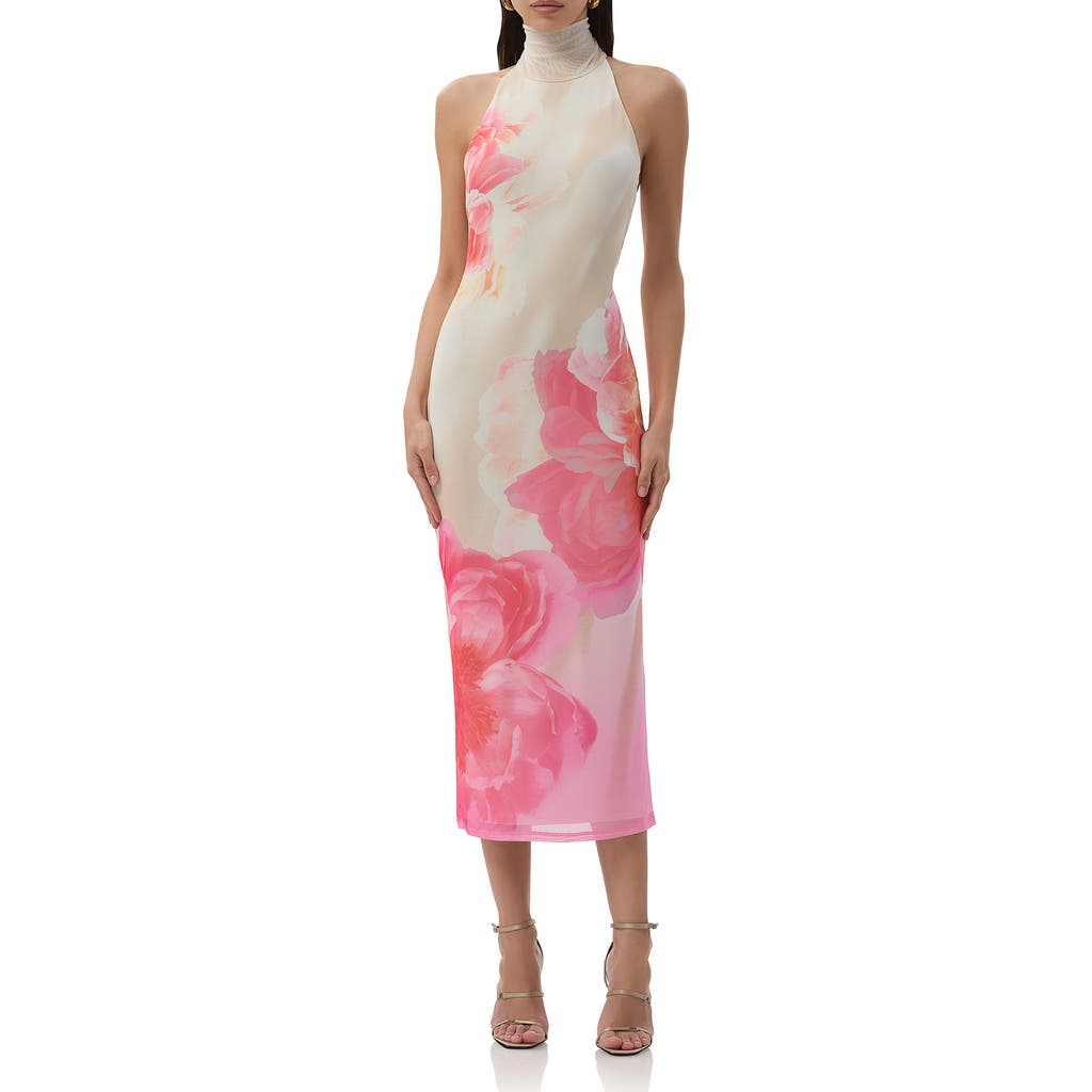 AFRM AFRM OLIMPIA FLORAL HALTER NECK MESH DRESS