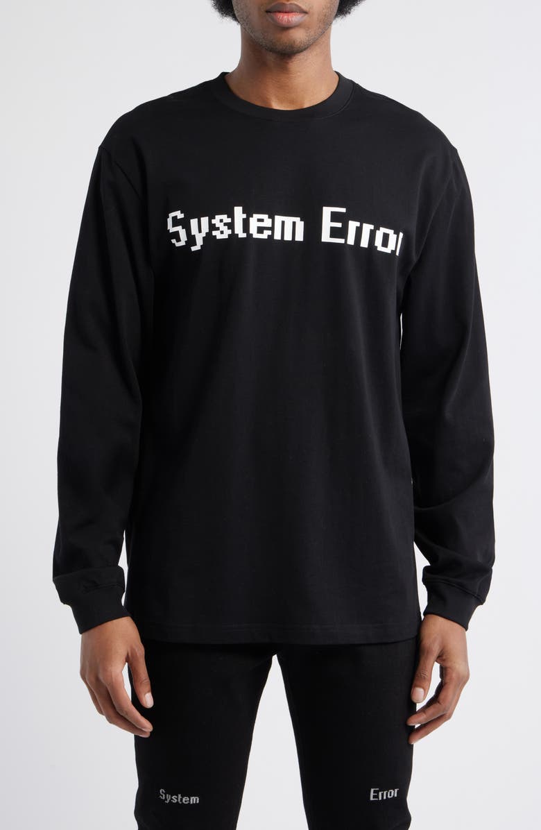 RtA Lawrence Black System Error Long Sleeve Cotton Graphic T-Shirt, Main, color, Black System Error