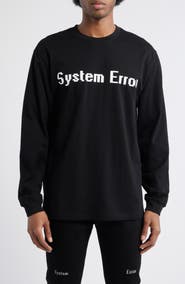 RtA Lawrence Black System Error Long Sleeve Cotton Graphic T-Shirt