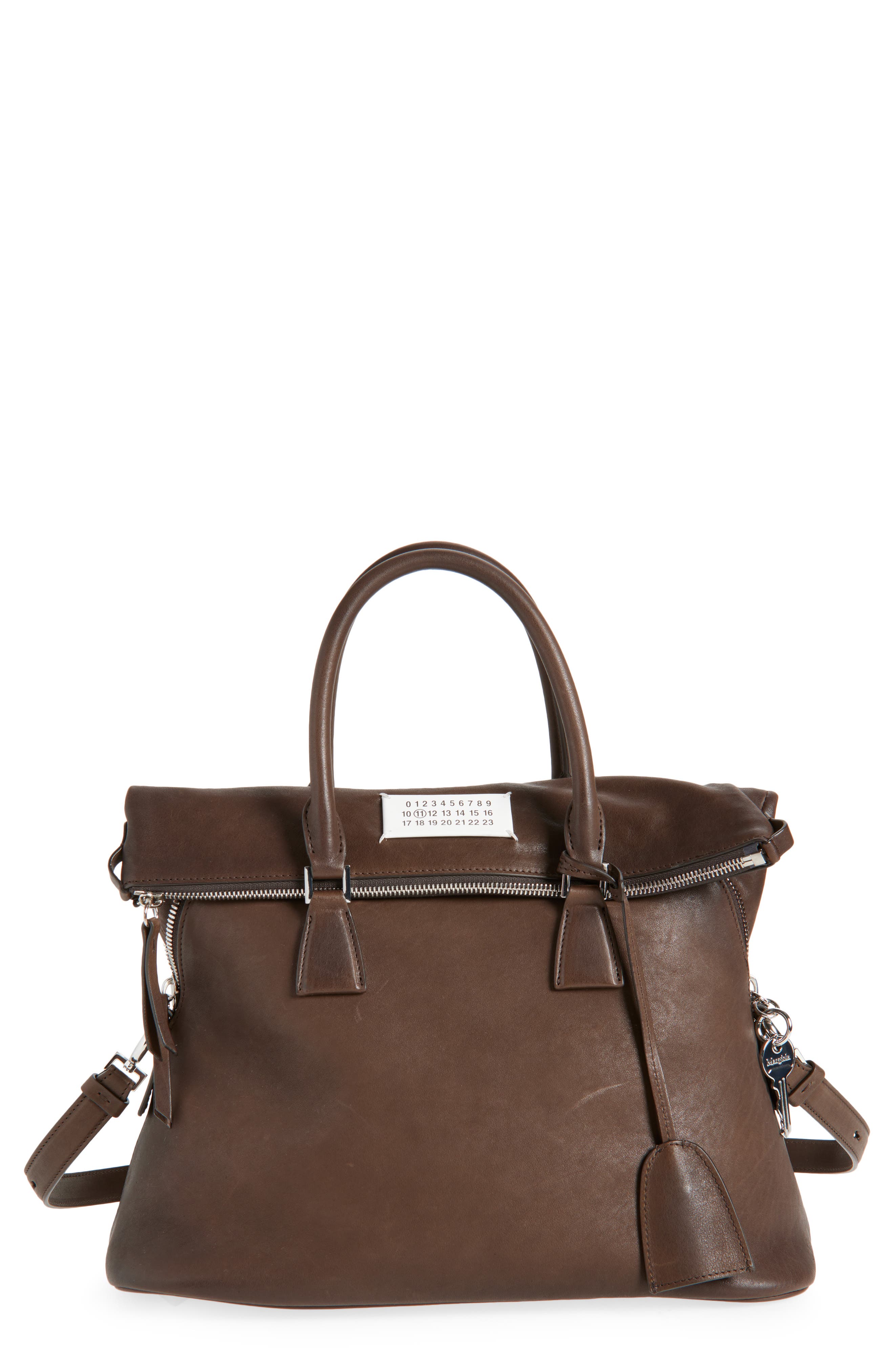 Maison Margiela Medium 5AC Loved To Death Leather Tote, Main, color, Ebene